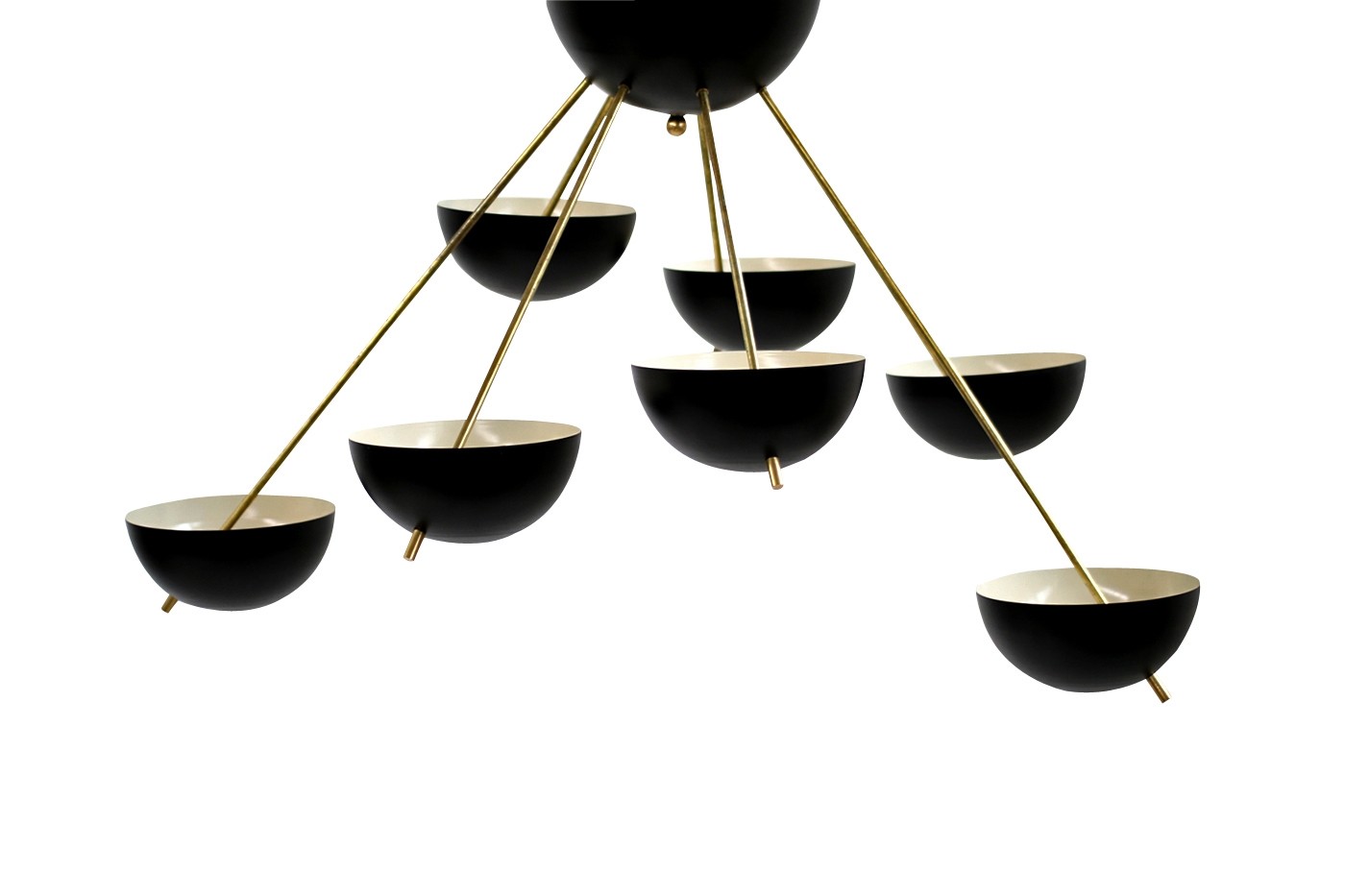 Italian Modern Flush Mount Starburst Brass Bowl Chandelier ...