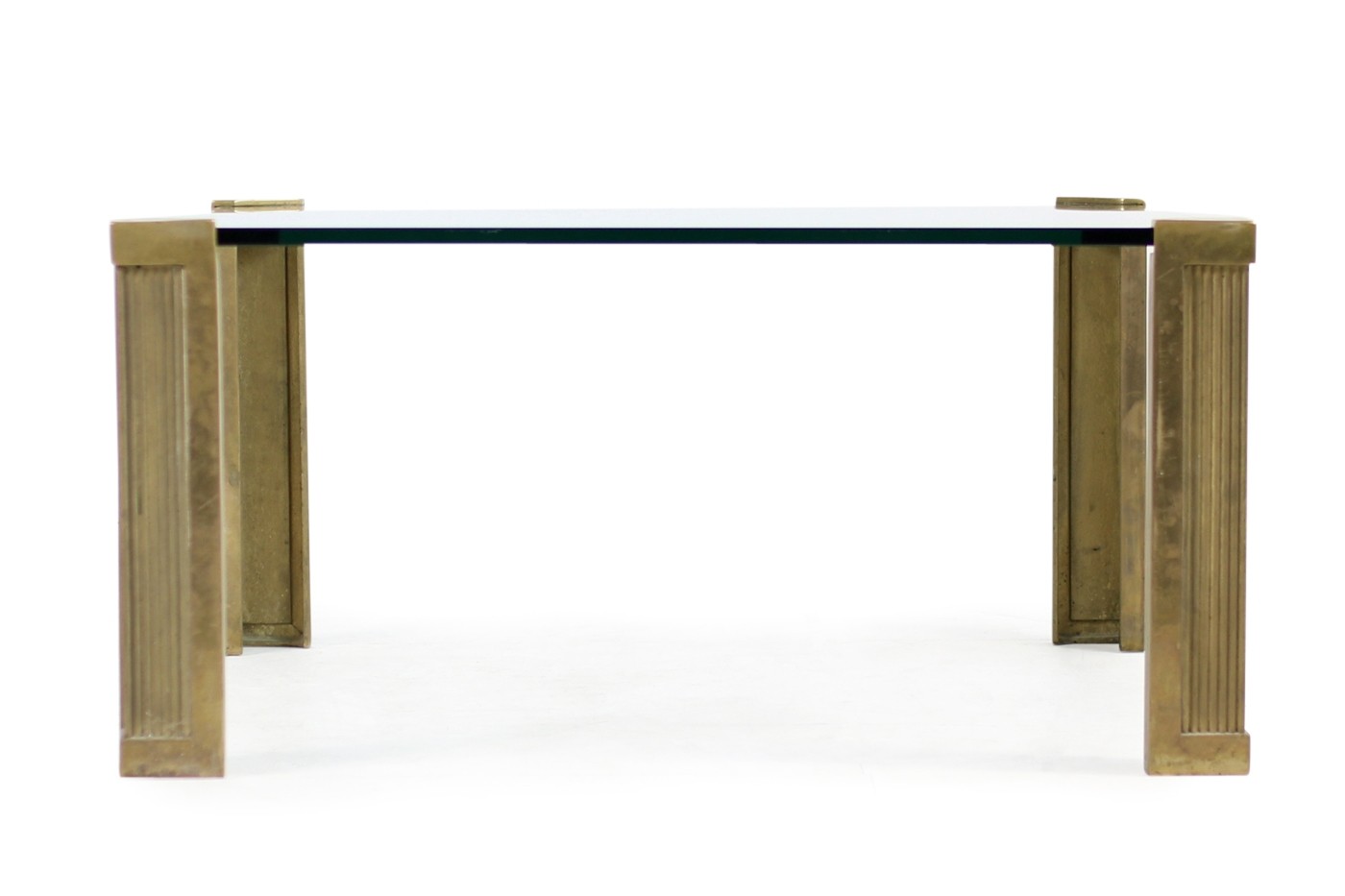 Vintage 1970s Peter Ghyczy Brass And Glass Coffee Table Mod. T14 - Vintage 1970s Peter Ghyczy Brass And Glass Coffee Table Mod. T14