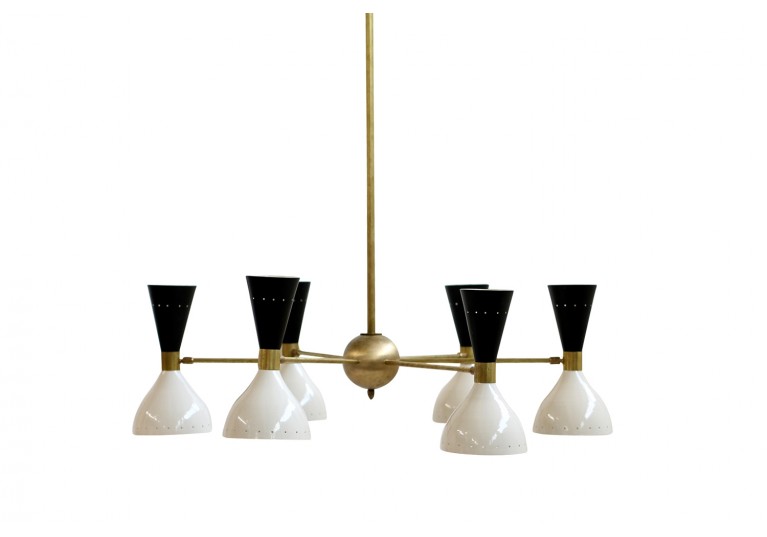 Lampe, Kronleuhter, Stilnovo, Arredoluce Style, Messing, 60er Jahre Look