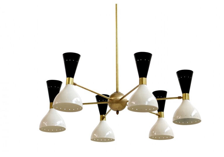 Lampe, Kronleuhter, Stilnovo, Arredoluce Style, Messing, 60er Jahre Look