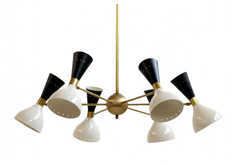 Lampe, Kronleuhter, Stilnovo, Arredoluce Style, Messing, 60er Jahre Look