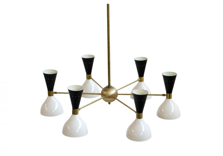 Lampe, Kronleuhter, Stilnovo, Arredoluce Style, Messing, 60er Jahre Look