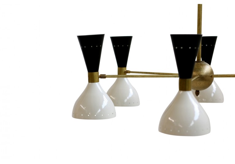 Lampe, Kronleuhter, Stilnovo, Arredoluce Style, Messing, 60er Jahre Look