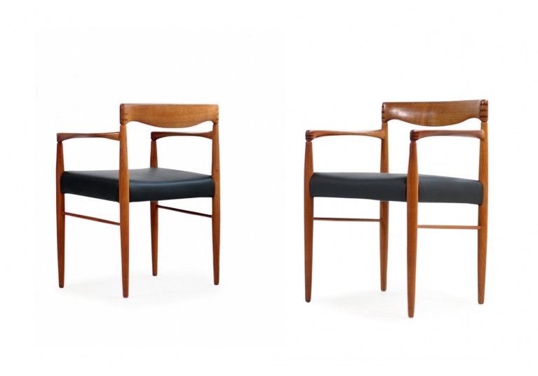 60er Stühle, H.W. Klein für Bramin Teak & Leder, armchairs
