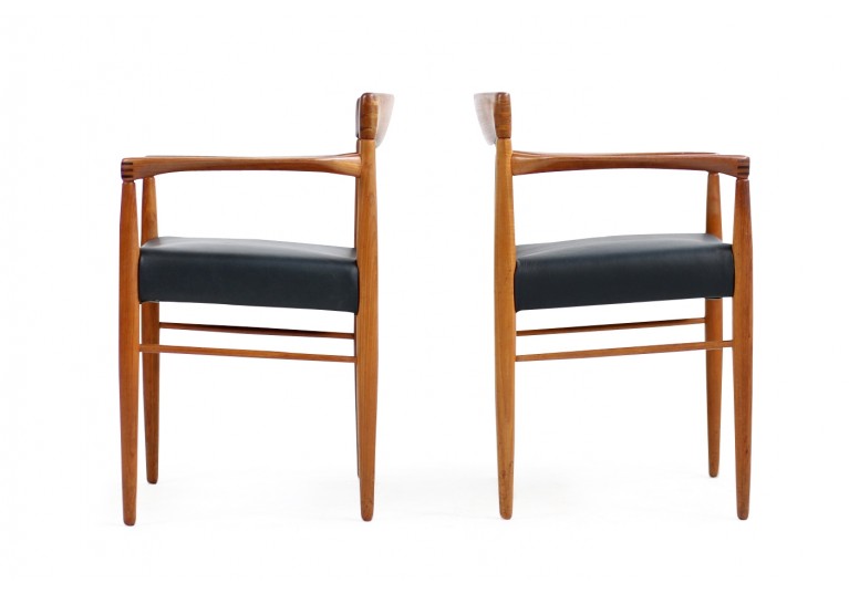 60er Stühle, H.W. Klein für Bramin Teak & Leder, armchairs