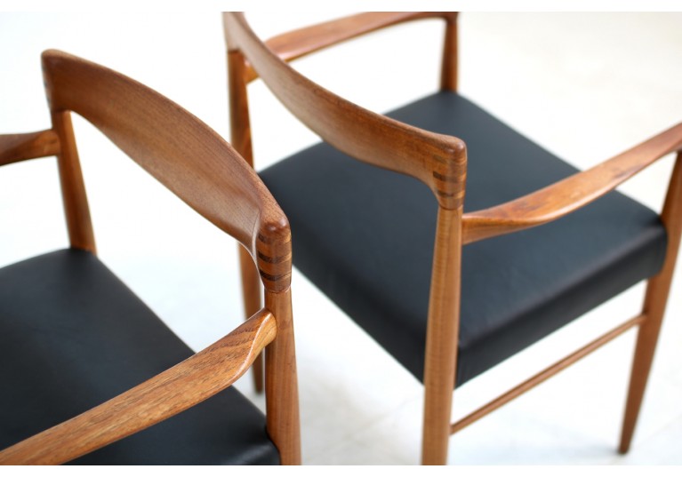 60er Stühle, H.W. Klein für Bramin Teak & Leder, armchairs