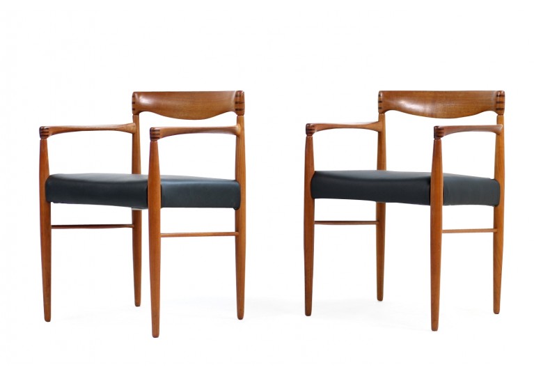 60er Stühle, H.W. Klein für Bramin Teak & Leder, armchairs