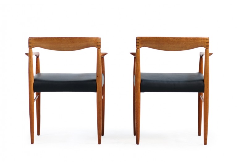 60er Stühle, H.W. Klein für Bramin Teak & Leder, armchairs