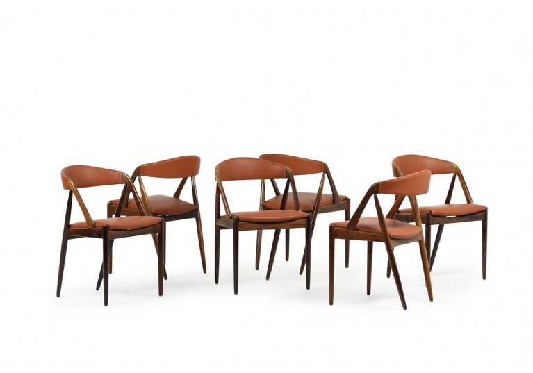 Set of 6 Kai Kristiansen Model 31 Rosewood & Leather Dining Chairs