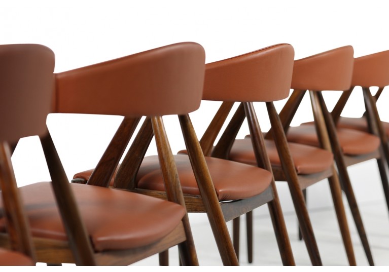 Set of 6 Kai Kristiansen Model 31 Rosewood & Leather Dining Chairs