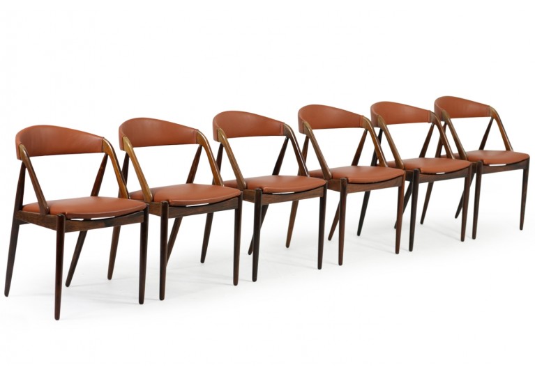 Set of 6 Kai Kristiansen Model 31 Rosewood & Leather Dining Chairs