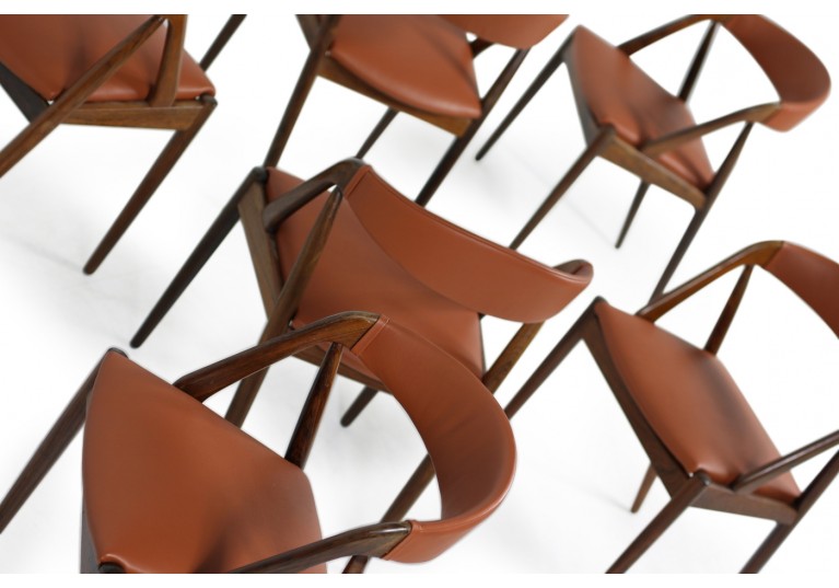 Set of 6 Kai Kristiansen Model 31 Rosewood & Leather Dining Chairs