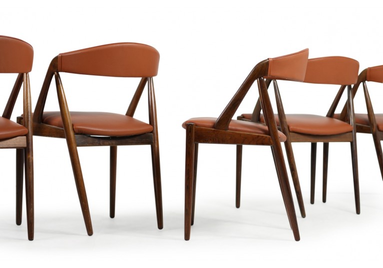 Set of 6 Kai Kristiansen Model 31 Rosewood & Leather Dining Chairs