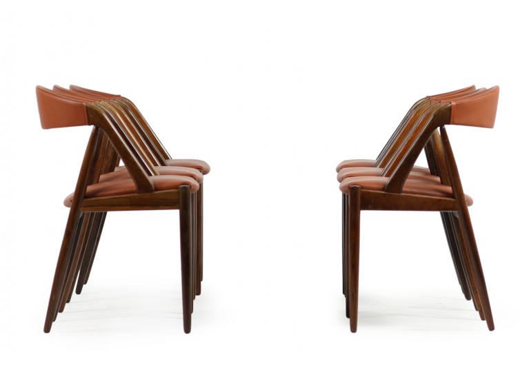 Set of 6 Kai Kristiansen Model 31 Rosewood & Leather Dining Chairs
