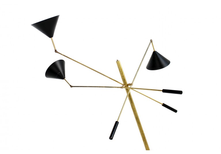 Stehlampe Metal & Messing, Marmor Sockel, Stilnovo Style, Triennale, 60er Style