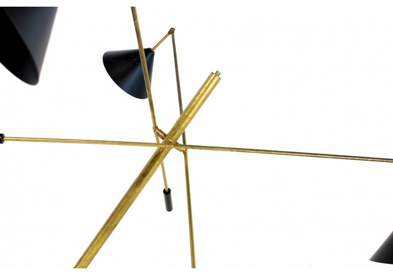 Stehlampe Metal & Messing, Marmor Sockel, Stilnovo Style, Triennale, 60er Style