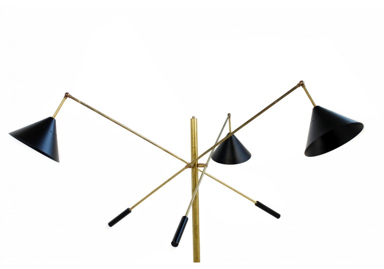 Stehlampe Metal & Messing, Marmor Sockel, Stilnovo Style, Triennale, 60er Style