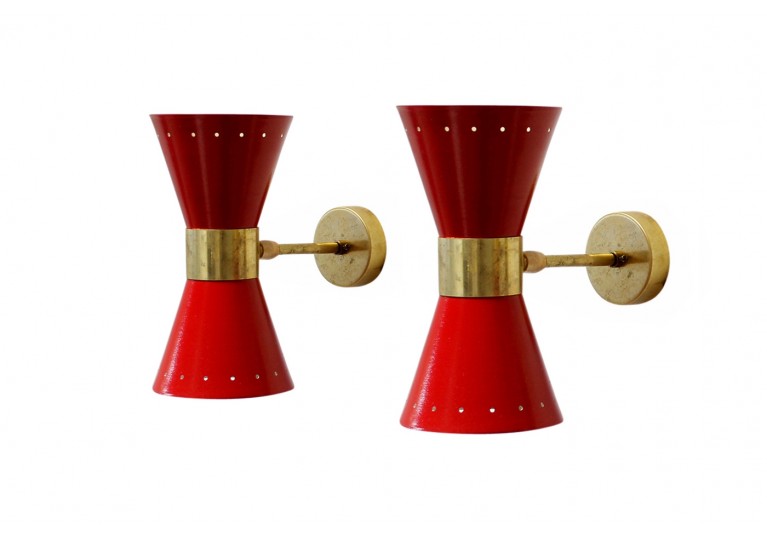 lampe wandleuchten messing italien brass sconces 1960s 60er stilnovo style arredoluce style