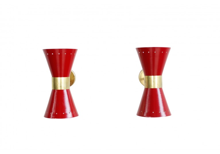 lampe wandleuchten messing italien brass sconces 1960s 60er stilnovo style arredoluce style