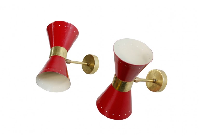 lampe wandleuchten messing italien brass sconces 1960s 60er stilnovo style arredoluce style