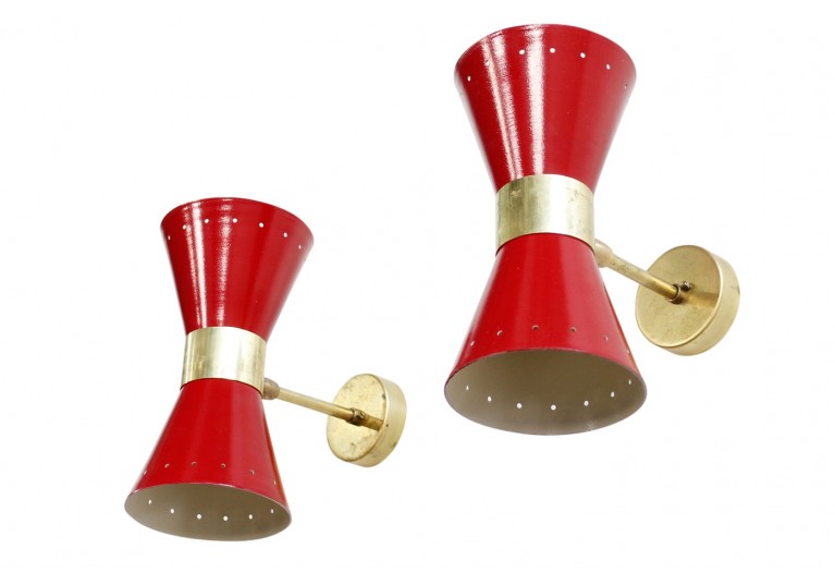 lampe wandleuchten messing italien brass sconces 1960s 60er stilnovo style arredoluce style