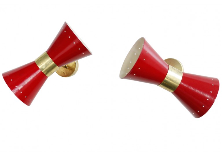 lampe wandleuchten messing italien brass sconces 1960s 60er stilnovo style arredoluce style