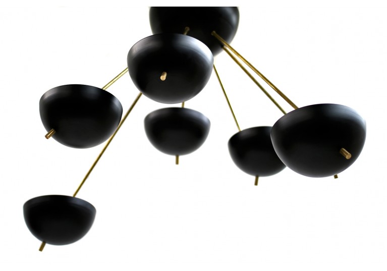 Lampe Italien, Metall, Messing, Stilnovo, Arredoluce, 60er, 70er, Italian modern fush mount stilnovo style chandelier