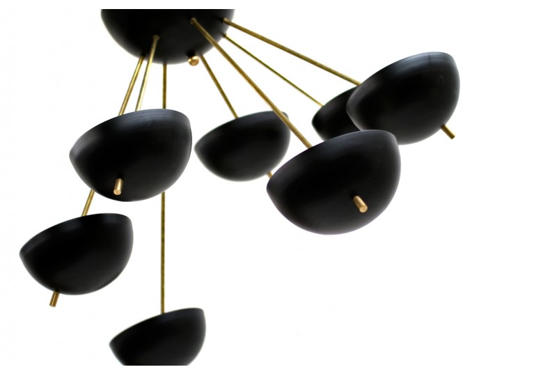 Lampe Italien, Metall, Messing, Stilnovo, Arredoluce, 60er, 70er, Italian modern fush mount stilnovo style chandelier