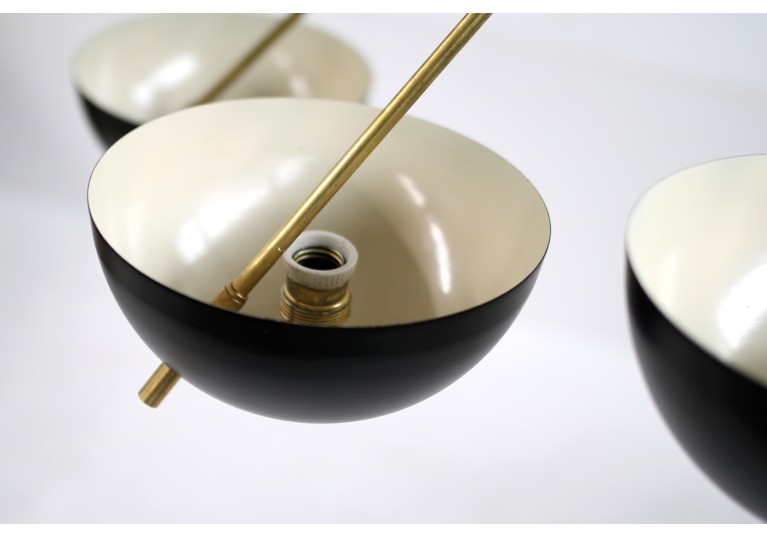 Lampe Italien, Metall, Messing, Stilnovo, Arredoluce, 60er, 70er, Italian modern fush mount stilnovo style chandelier