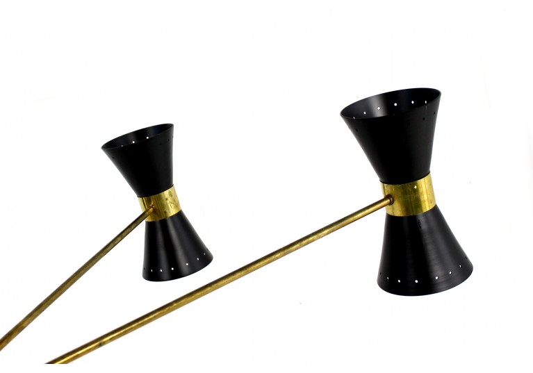 60er Lampe, 70er Kronleuchter, Italien, Stilnovo, Arredoluce, chandelier, metal, brass, Messing