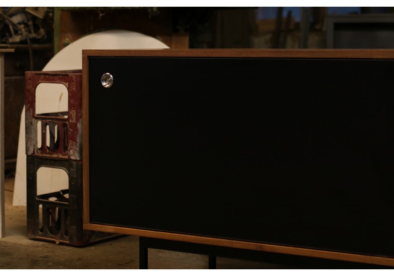 Minimalist Teak Sideboard Nathan Lindberg, Black Formica Doors