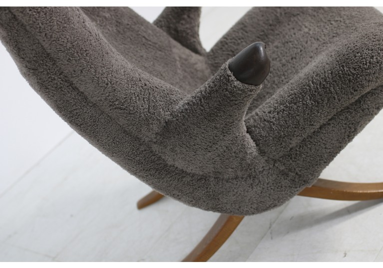 50er Sessel, organische Form, Papa Bear Lounge Chair, Sheepskin, 50er Sessel, Buchenholz