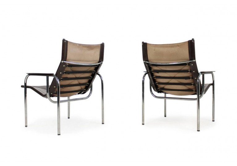 70er Sessel, Leder & Chrom, Hans Eichenberger für Straessle