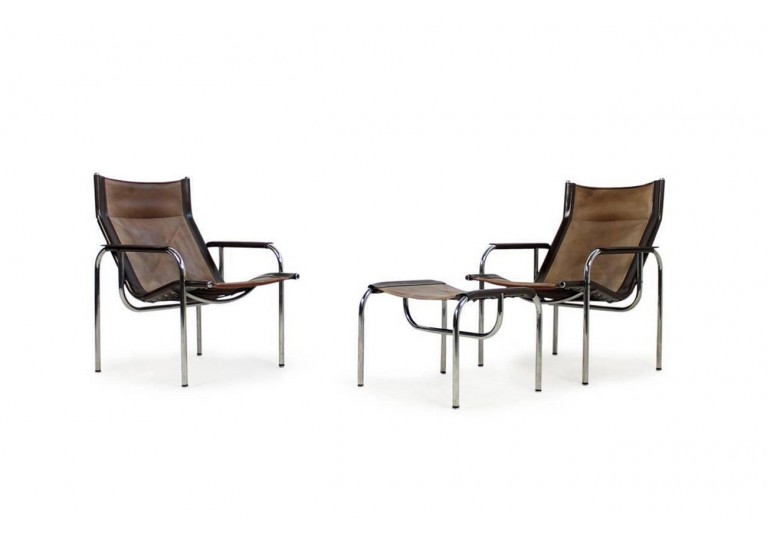 70er Sessel, Leder & Chrom, Hans Eichenberger für Straessle
