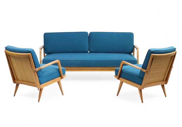 50er Daybed, Knoll Antimott, ES, Eugen Schmidt, Mid century modern, 60er, petrol, buche, extendable sofa 