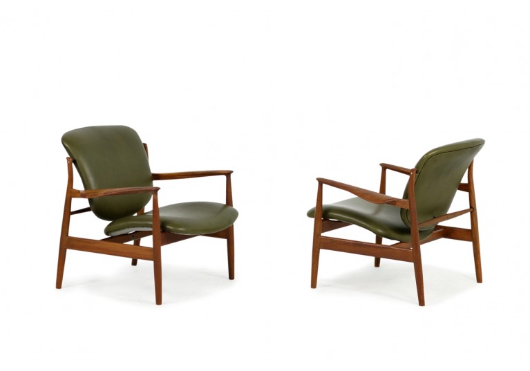 60er Teak Sessel, Finn Juhl 136 Easy Chairs, France & Son, Denmark, Lounge Chairs