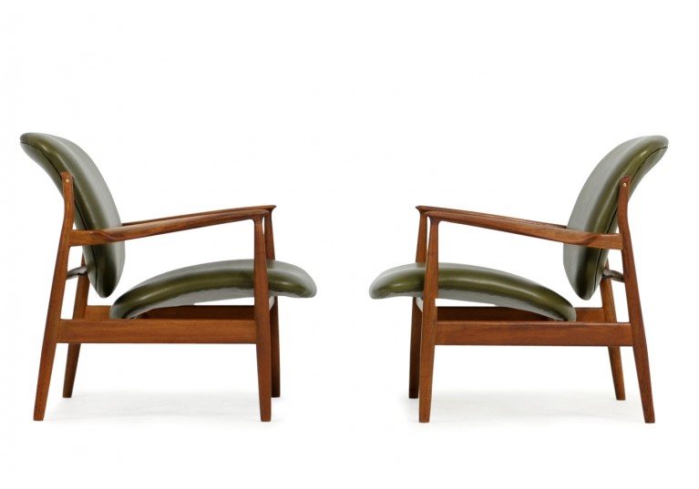 60er Teak Sessel, Finn Juhl 136 Easy Chairs, France & Son, Denmark, Lounge Chairs