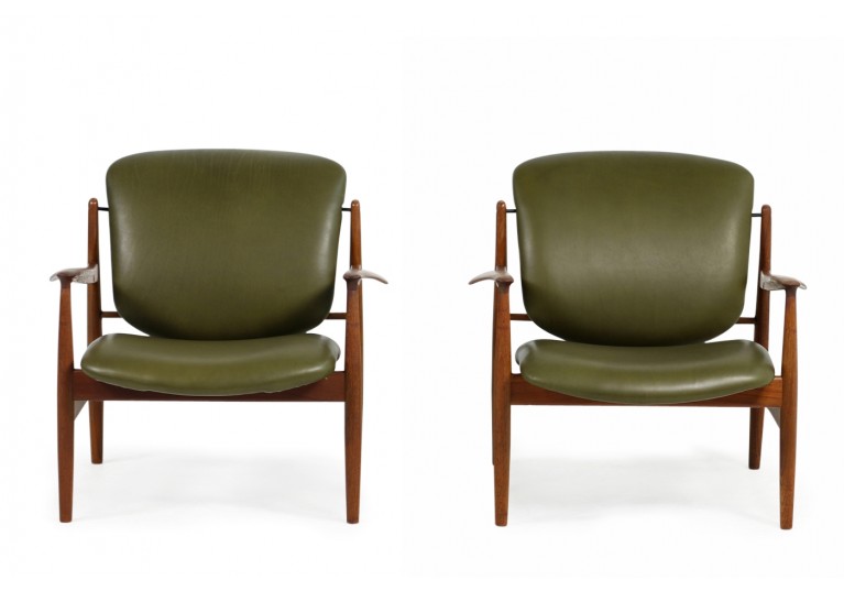 60er Teak Sessel, Finn Juhl 136 Easy Chairs, France & Son, Denmark, Lounge Chairs