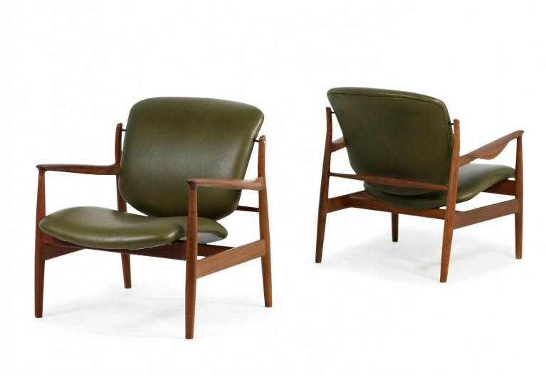 60er Teak Sessel, Finn Juhl 136 Easy Chairs, France & Son, Denmark, Lounge Chairs