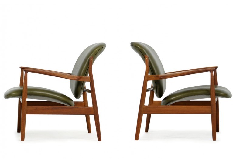60er Teak Sessel, Finn Juhl 136 Easy Chairs, France & Son, Denmark, Lounge Chairs