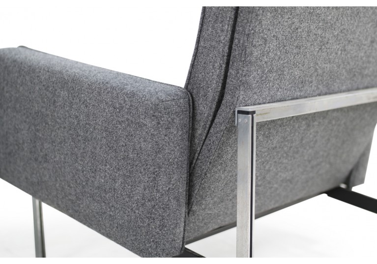50er Sessel, Knoll International, Florence Knoll, Parallel Bar Lounge Chairs, 60er Jahre, Neubezug, Wolle, Webstoff