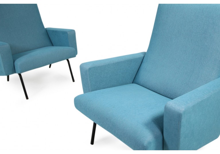 Pair of 1950s Lounge Chairs Joseph Andre Motte attrib. Mid Century
