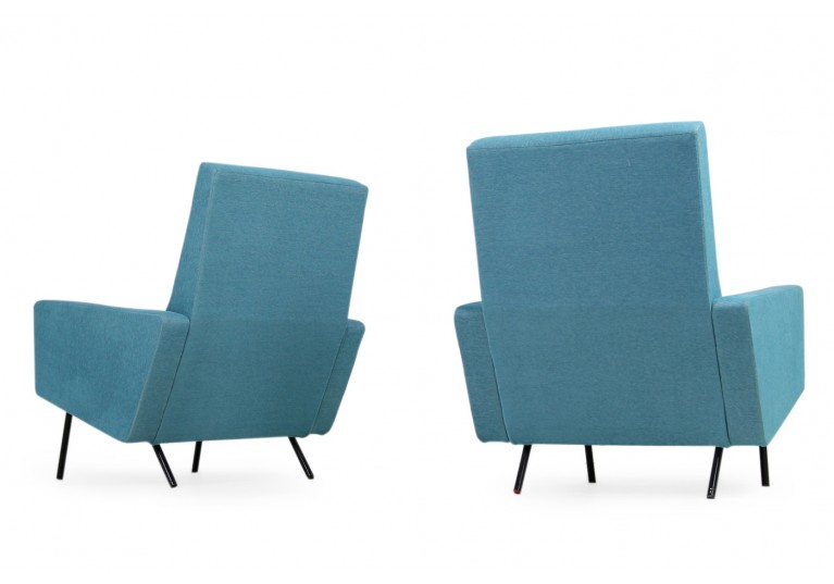 Pair of 1950s Lounge Chairs Joseph Andre Motte attrib. Mid Century