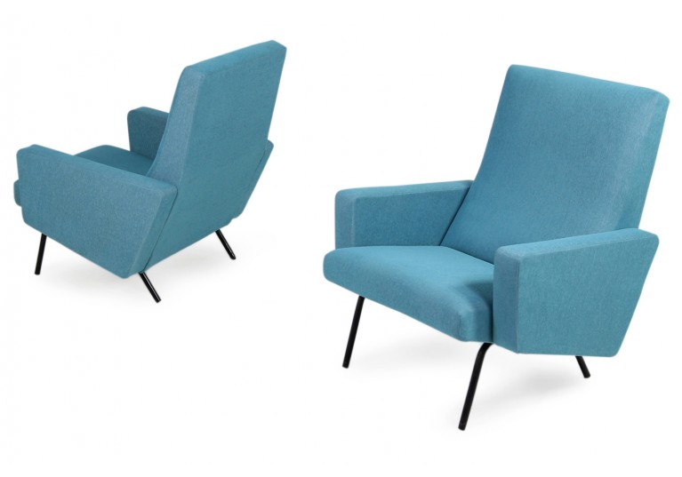 Pair of 1950s Lounge Chairs Joseph Andre Motte attrib. Mid Century