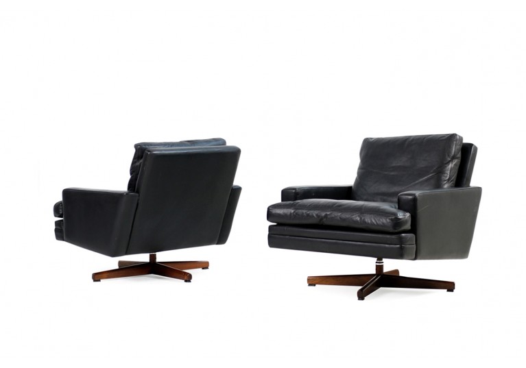 60er Sessel, Leder, Fredrik A. Kayser, Model 807 für Vatne Mobler