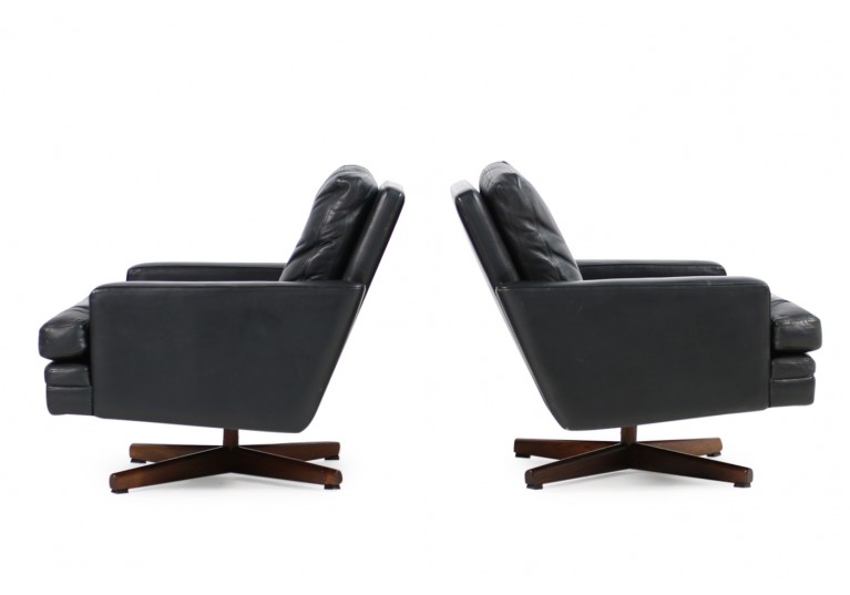 60er Sessel, Leder, Fredrik A. Kayser, Model 807 für Vatne Mobler