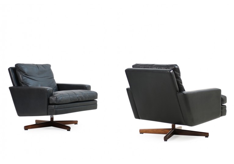 60er Sessel, Leder, Fredrik A. Kayser, Model 807 für Vatne Mobler