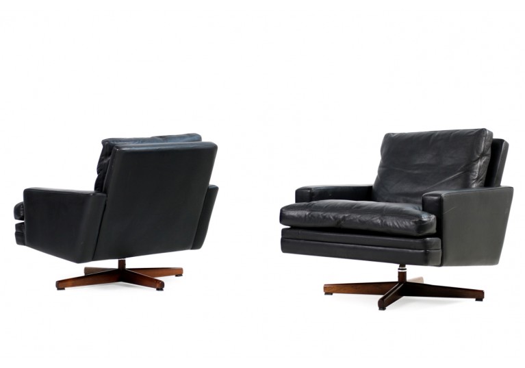 60er Sessel, Leder, Fredrik A. Kayser, Model 807 für Vatne Mobler