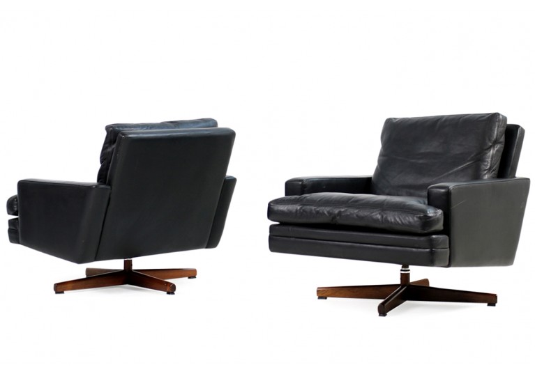 60er Sessel, Leder, Fredrik A. Kayser, Model 807 für Vatne Mobler