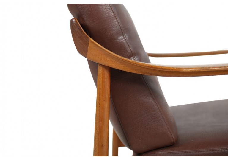 60er Teak Easy Chairs, Teak & Leder, Sessel, Knoll Antimott, Germany, 50er 